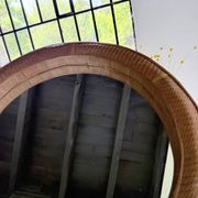 Woven wicker round mirror 1960