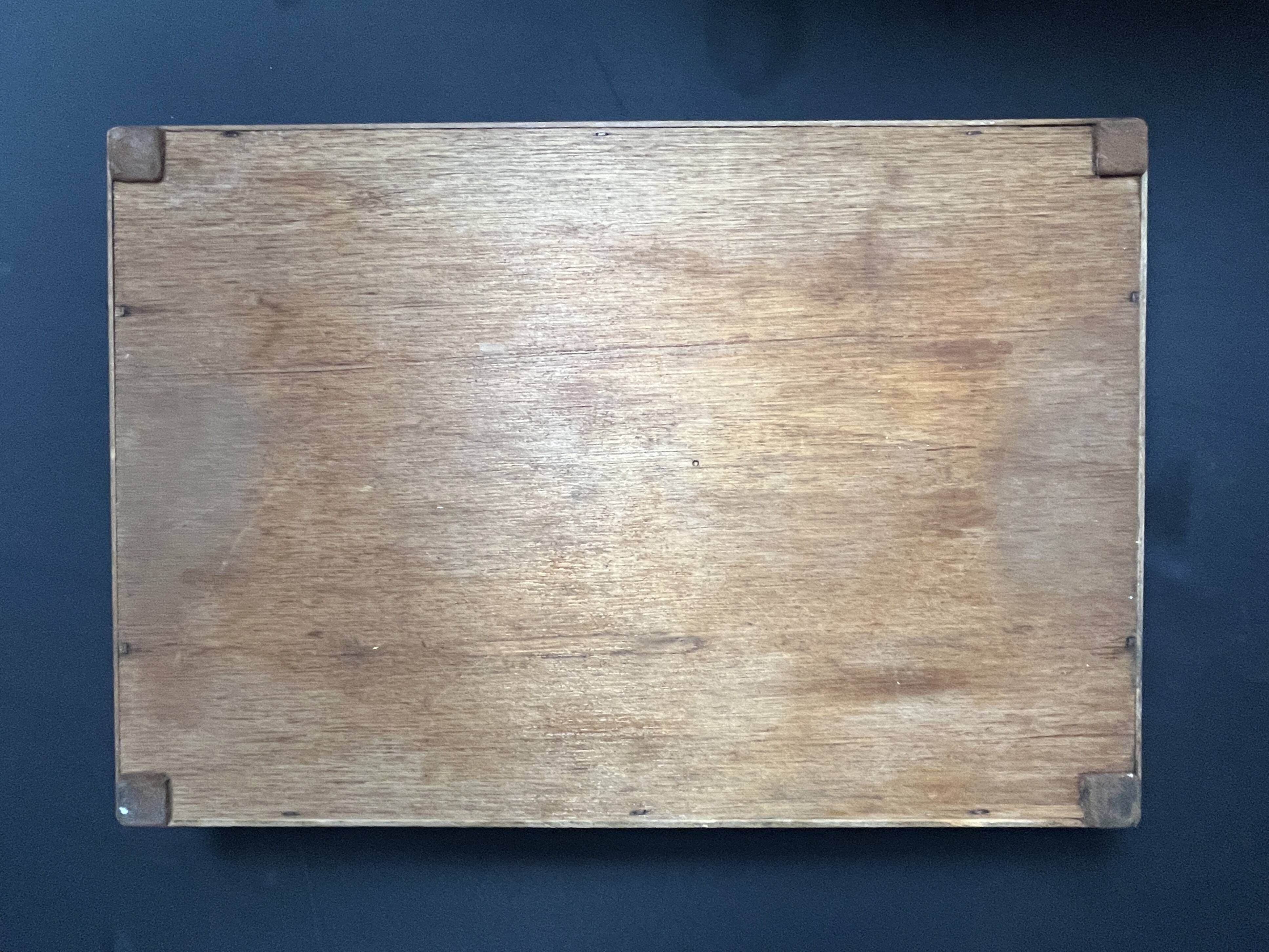 Art Deco, wooden tray and Gien earthenware tiles with basket decor circa 1940