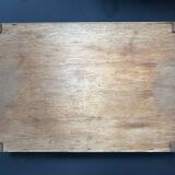 Art Deco, wooden tray and Gien earthenware tiles with basket decor circa 1940