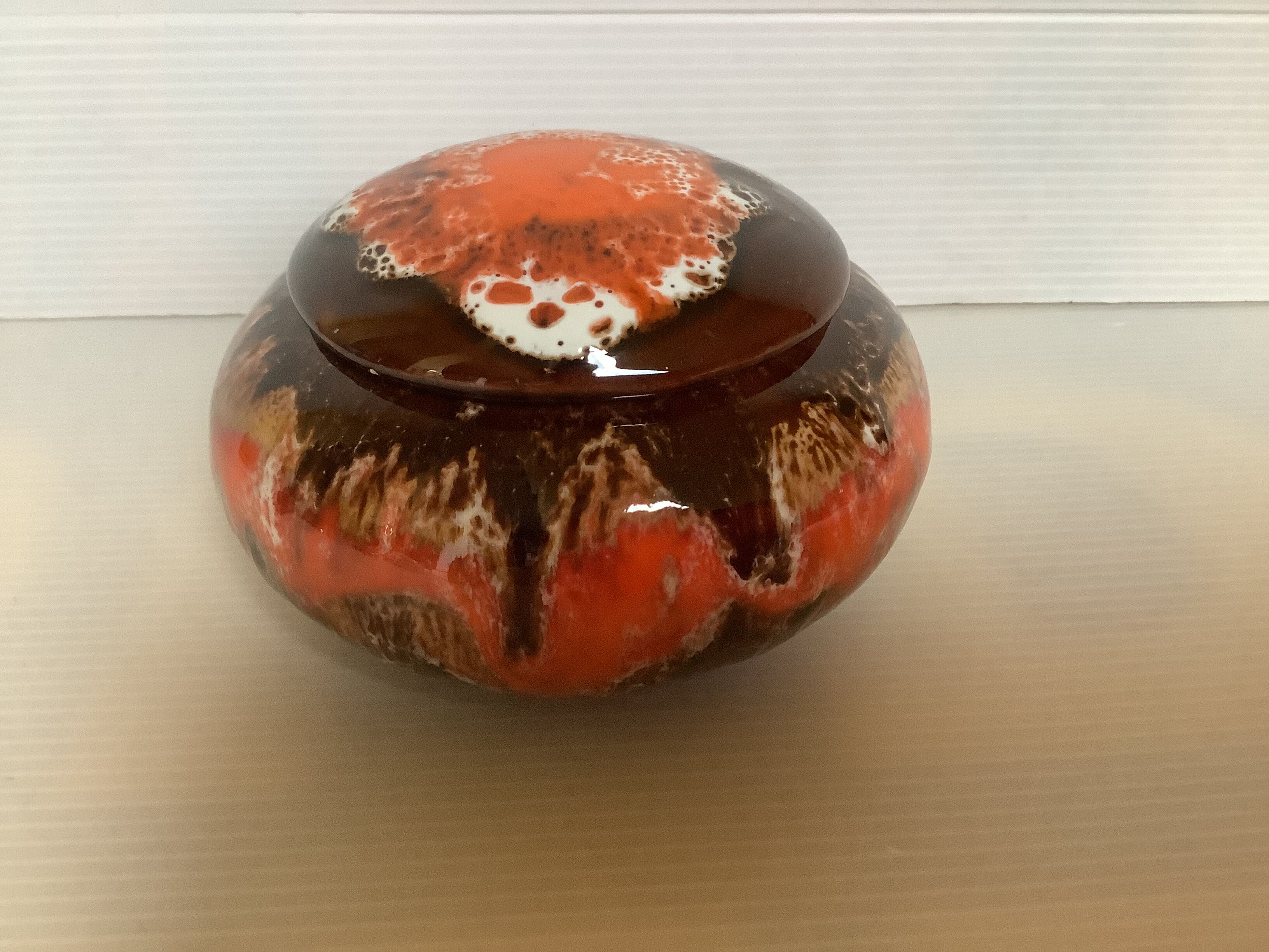 Vallauris ceramic box orange brown