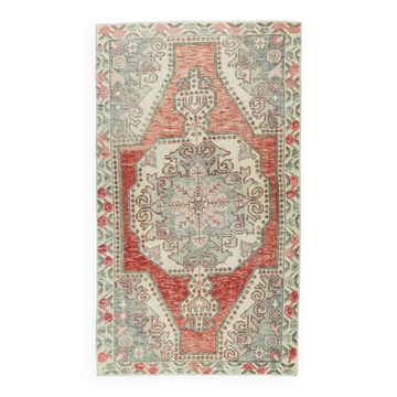 Tapis turc en laine orange fait main, années 1970