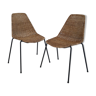 Pair of italian wicker and iron chairs by Campo & Graffi for Home Torino, c.1950