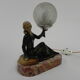 Art deco desk lamp sitting woman with globe