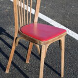 8 chairs Baumann No. 12 red beech skai way
