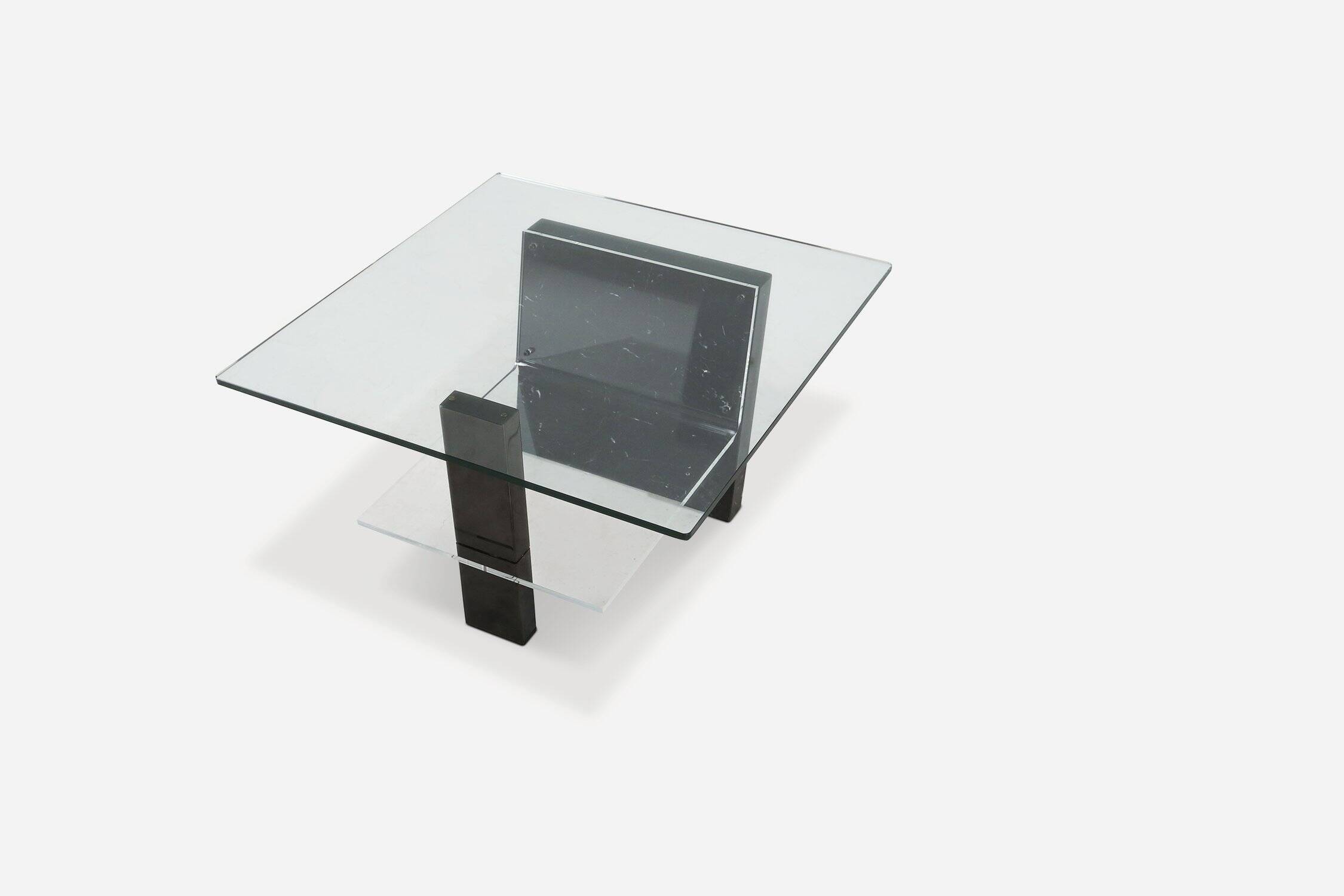 Mid-Century Italian Marble and Glass Coffee Table, 1970s