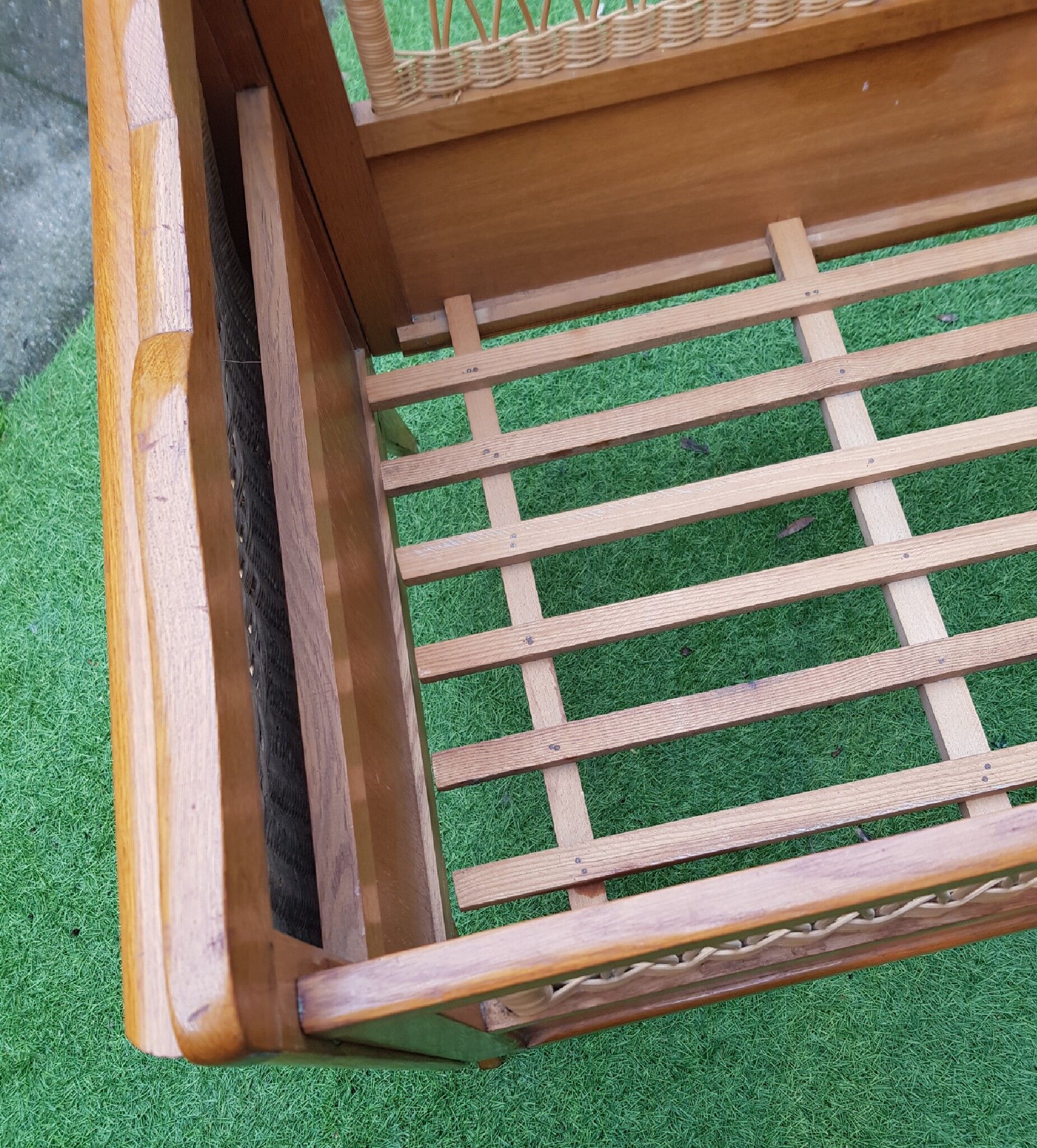 Bed wood and rattan 1960