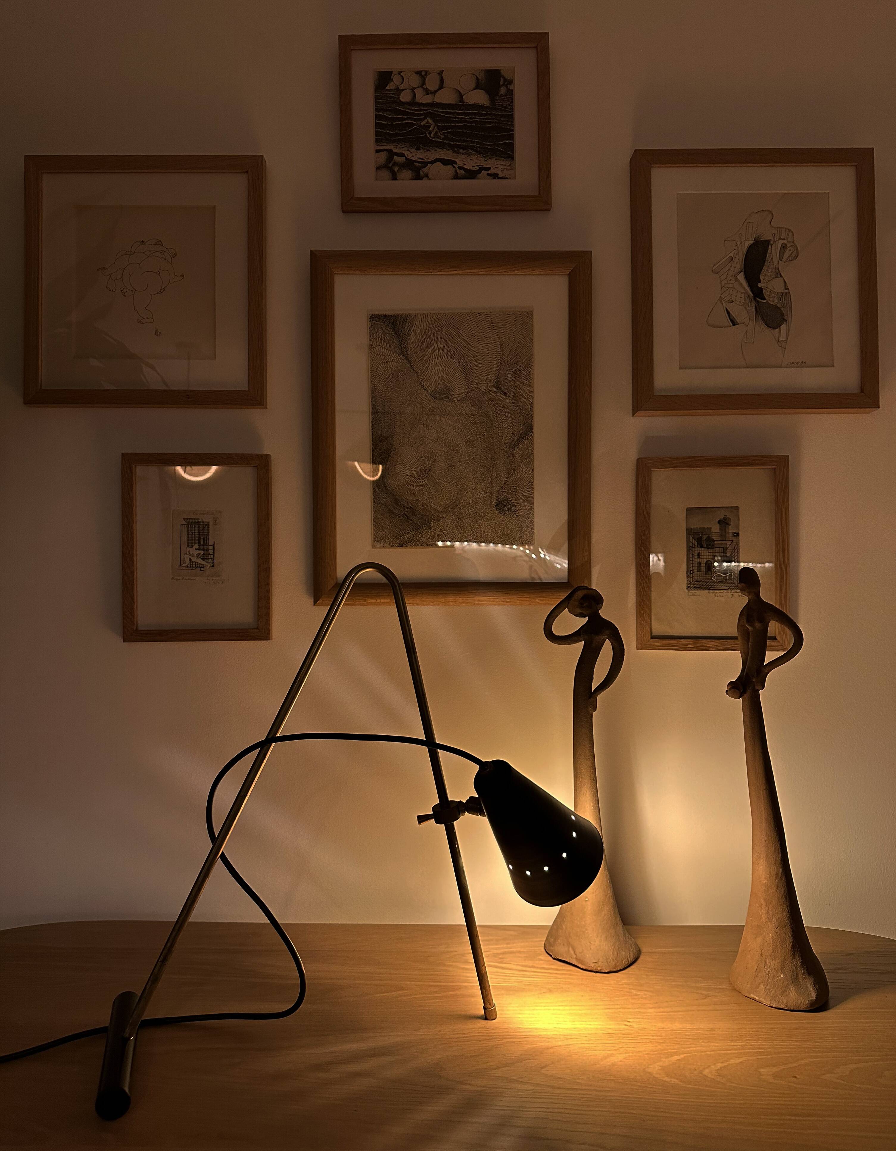 Large and beautiful adjustable bipod lamp, 1950s design