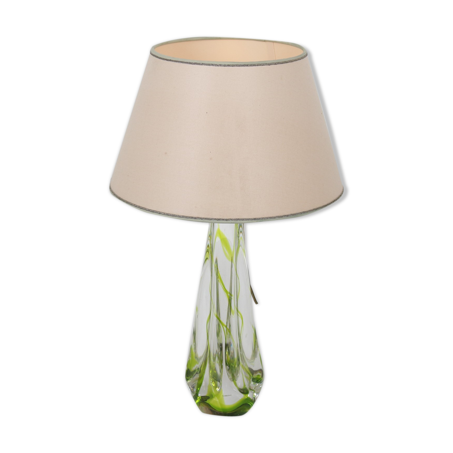 1950s glass table lamp by Kristalunie Maastricht, Netherlands