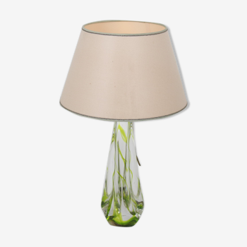 1950s glass table lamp by Kristalunie Maastricht, Netherlands