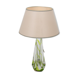 lampe de table en verre des années 1950 par Kristalunie Maastricht, Pays-Bas