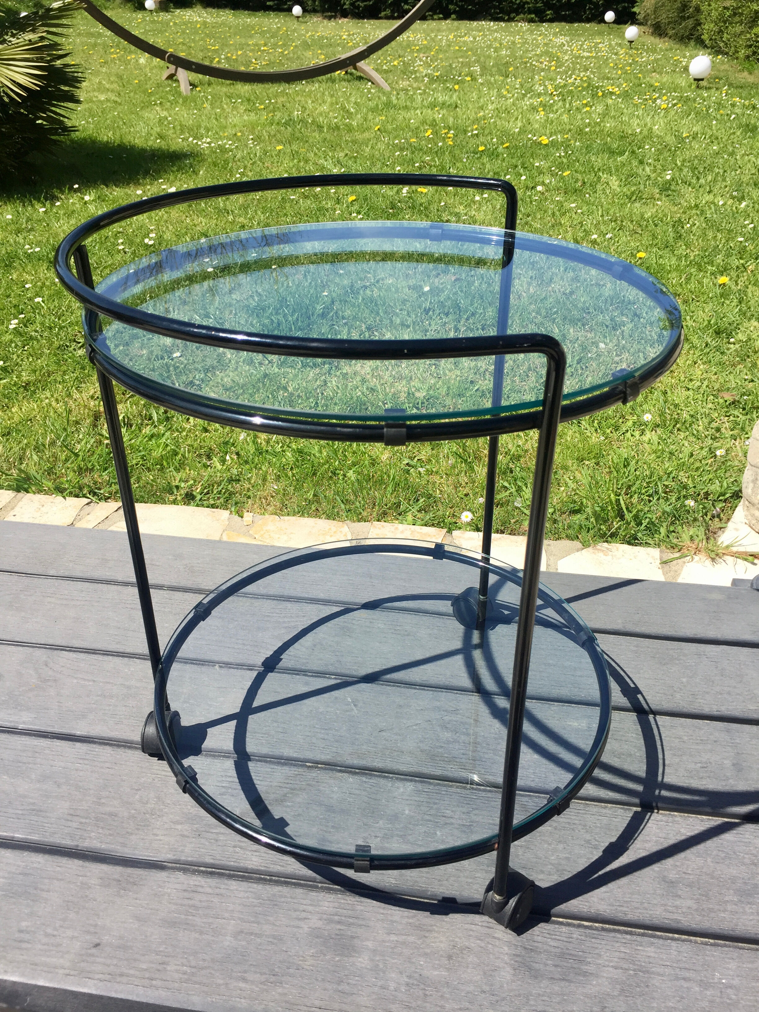 Vintage round service 70 glass trays