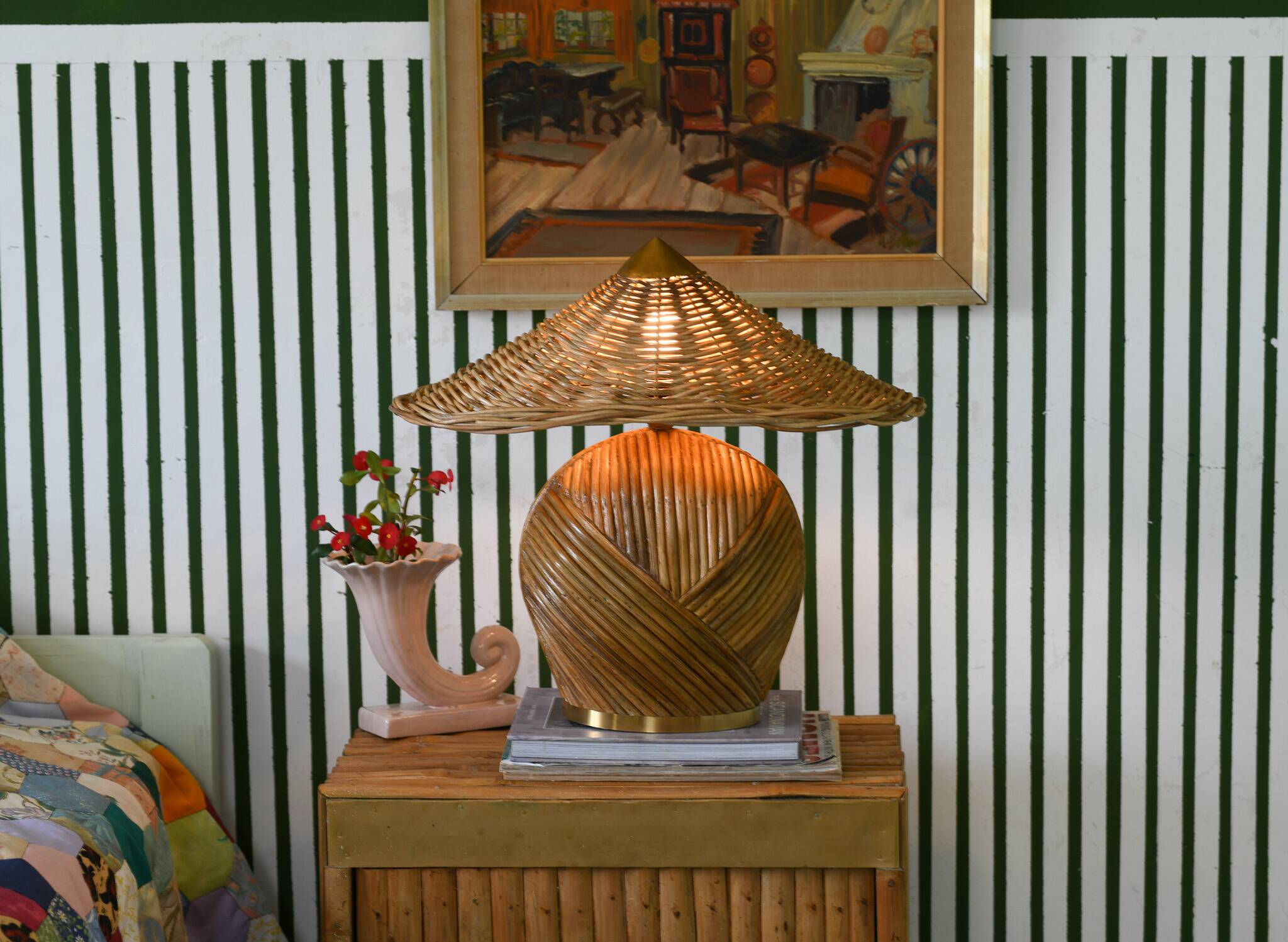 Pencil Reed Table Lamp Mid Century Modern