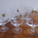 Very Pretty Set of 6 Arques Crystal Cognac and Brandy Glasses