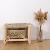 Moroccan wooden bench with storage 60cm