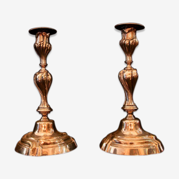 Pair of silver era bronze candlesticks 19th century