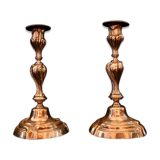 Paire de bougeoirs en bronze argenté d’époque XIXe siècle