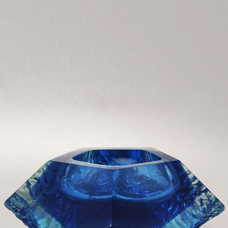 1960s blue ashtray or vide poche by Flavio Poli