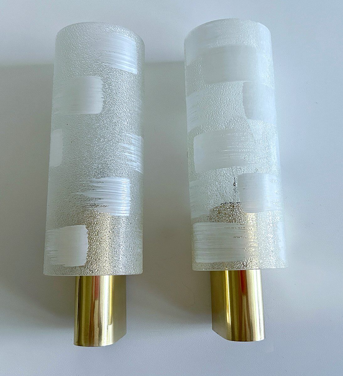 Vintage brass and glass sconces, 1970s, set of 2