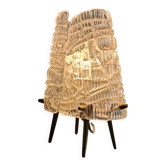 Lampe de table MCM "2/2" par JT. Kalmar en verre texturé et socle en laiton