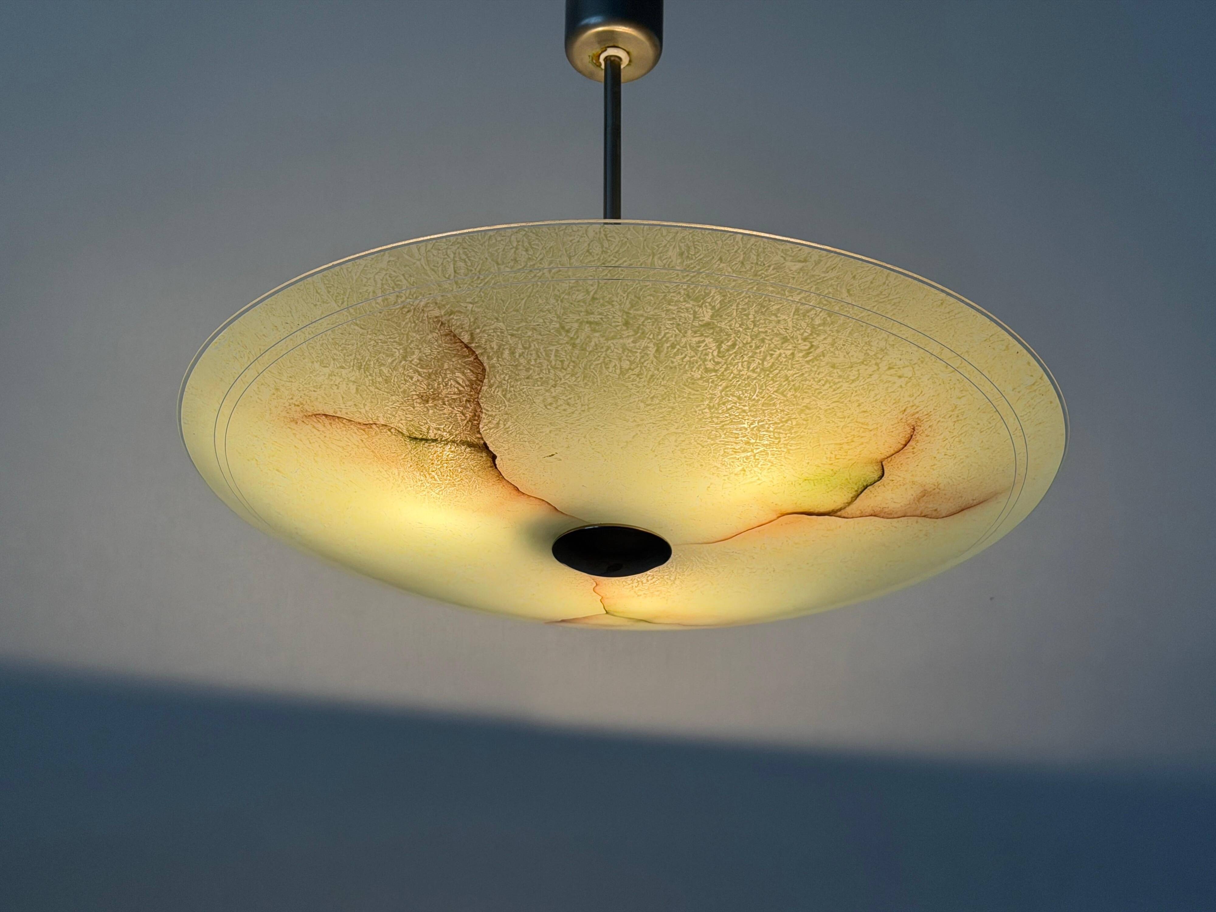 Art Deco ceiling light in green glass, 1940s, Germany