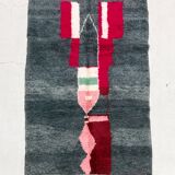 Moroccan Berber Boujaad gray rug with colorful patterns 2.44x1.58m