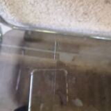 Trolley, hifi table. Smoked silver metal glass 60's