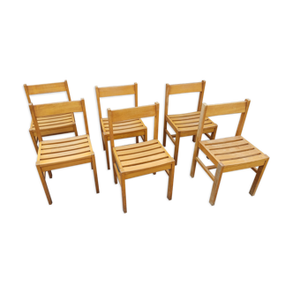 Lot de 6 chaises en bois