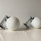 Pair of opaline globe sconces