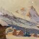 Old painting, snow landscape signed Salanon, mid-20th century