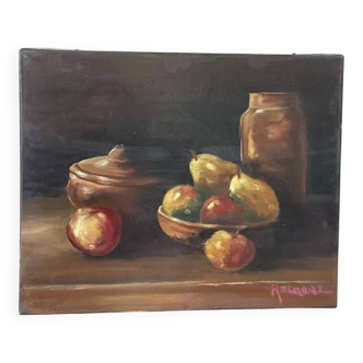 Old painting of autumn still life - oil painting - size 40.5 x 33 cm