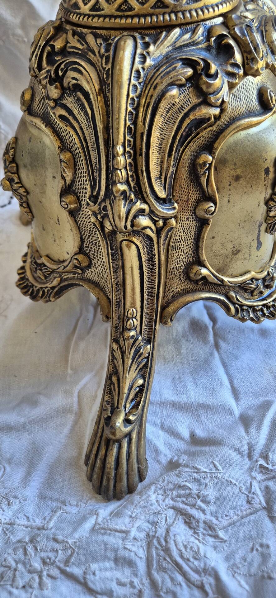 Rococo / Louis XVI brass tripod floor lamp, gilded
