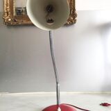 Lampe bauhaus métal laqué rouge&flexible chromé/c1950/design vintage