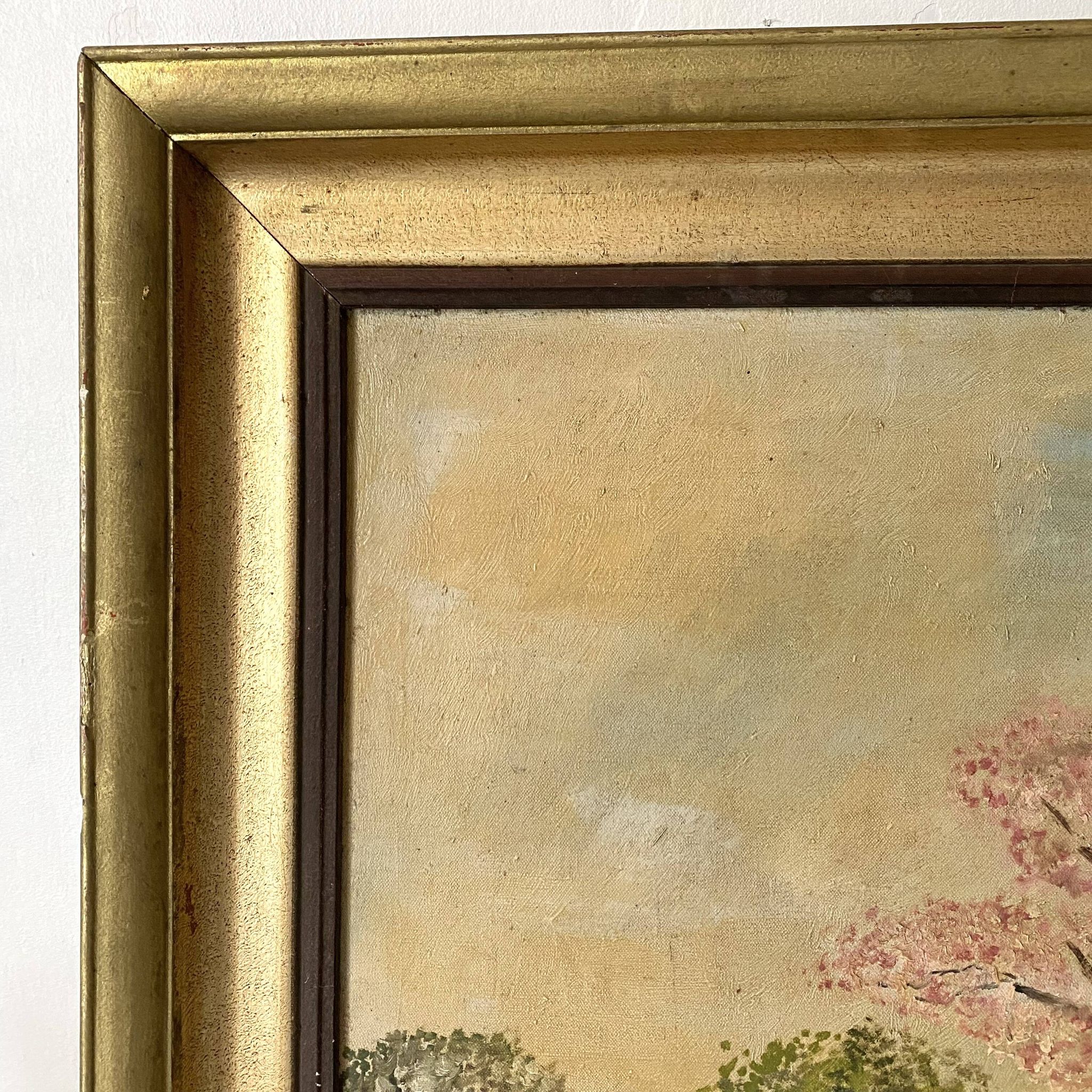 Oil on canvas framed countryside landscape