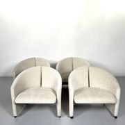 Pair Of Armchairs On Casters For Saporiti Italia, New Upholstery, 1970s
