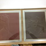 2 abstract lithographic illustrations woman and zebra signed Elvir