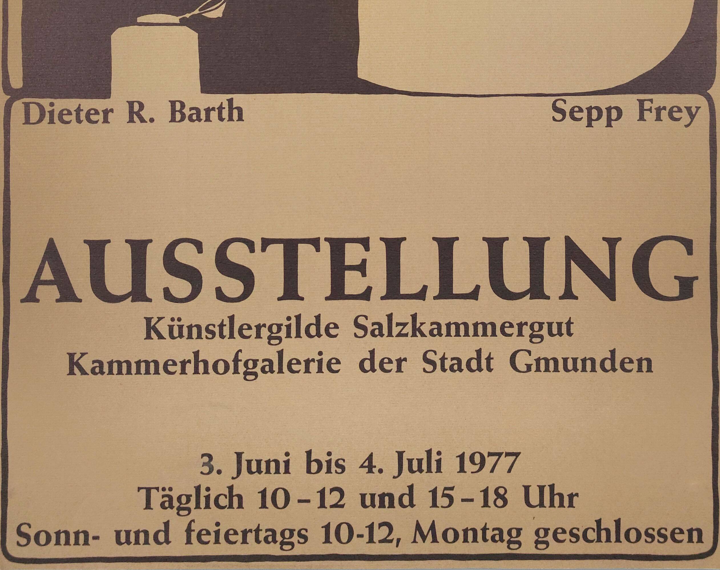 Original Vintage 1970s Austrian Art Exhibition Poster For Dieter Barth & Sepp Frey