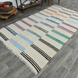 5x10 neutral textured vintage hemp rug, 168x304cm