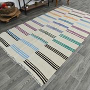 Tapis de chanvre vintage texturé neutre, 168x304cm