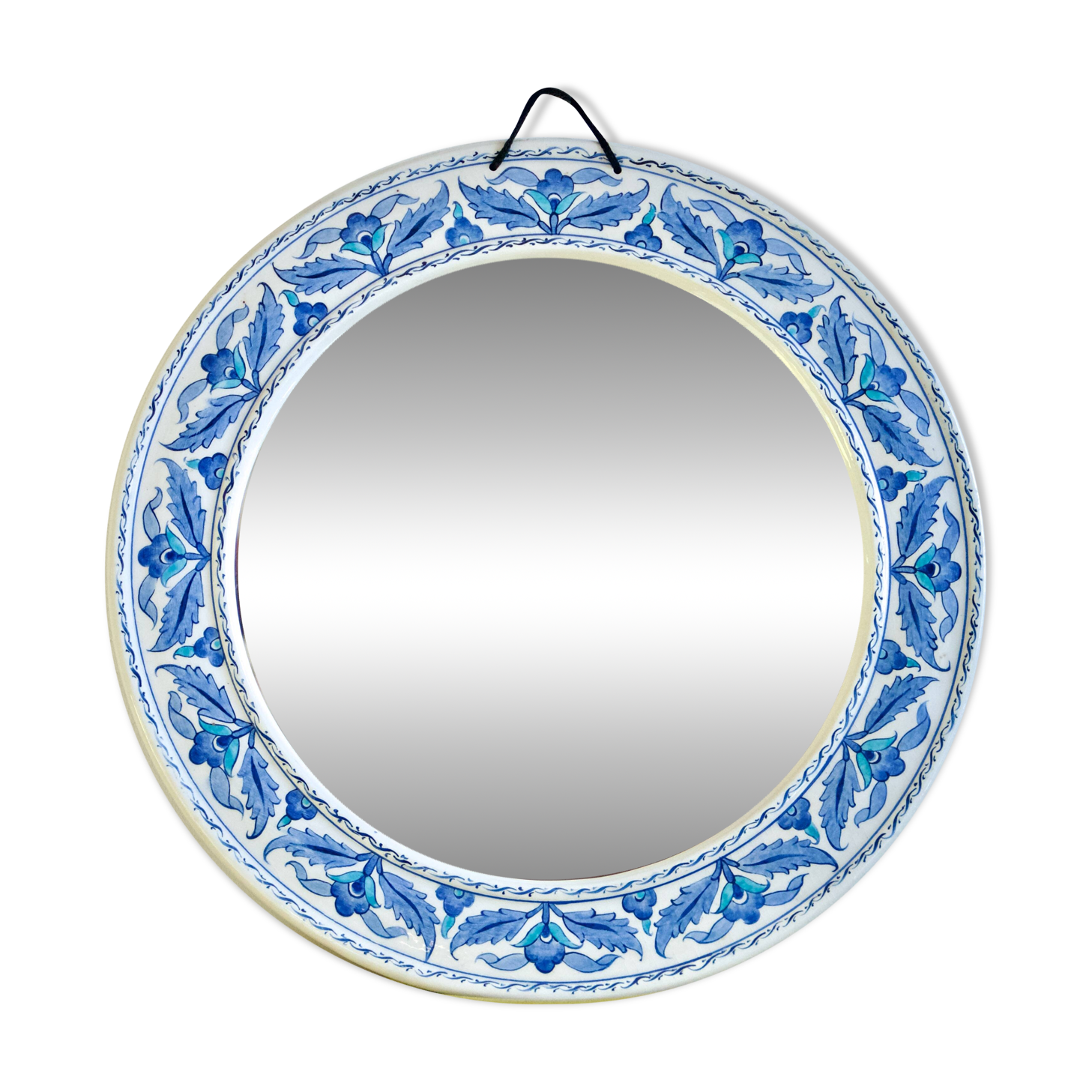Hand painted ceramic round mirror