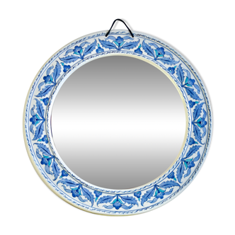 Hand painted ceramic round mirror