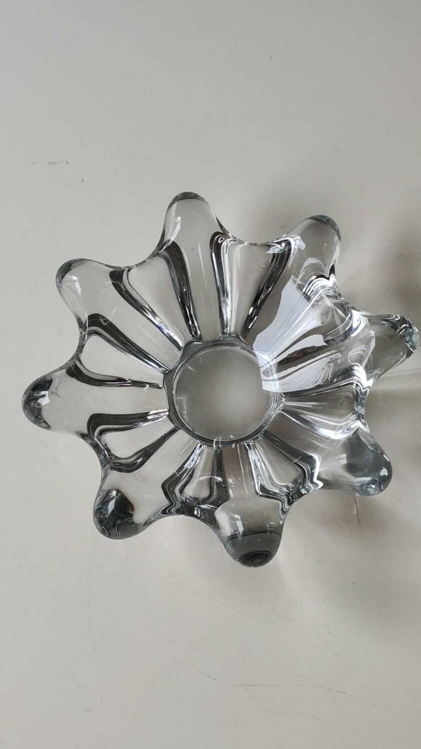 Large pocket organic floral shape/Corolla/Starry. Art Vannes France unsigned. Crystal.