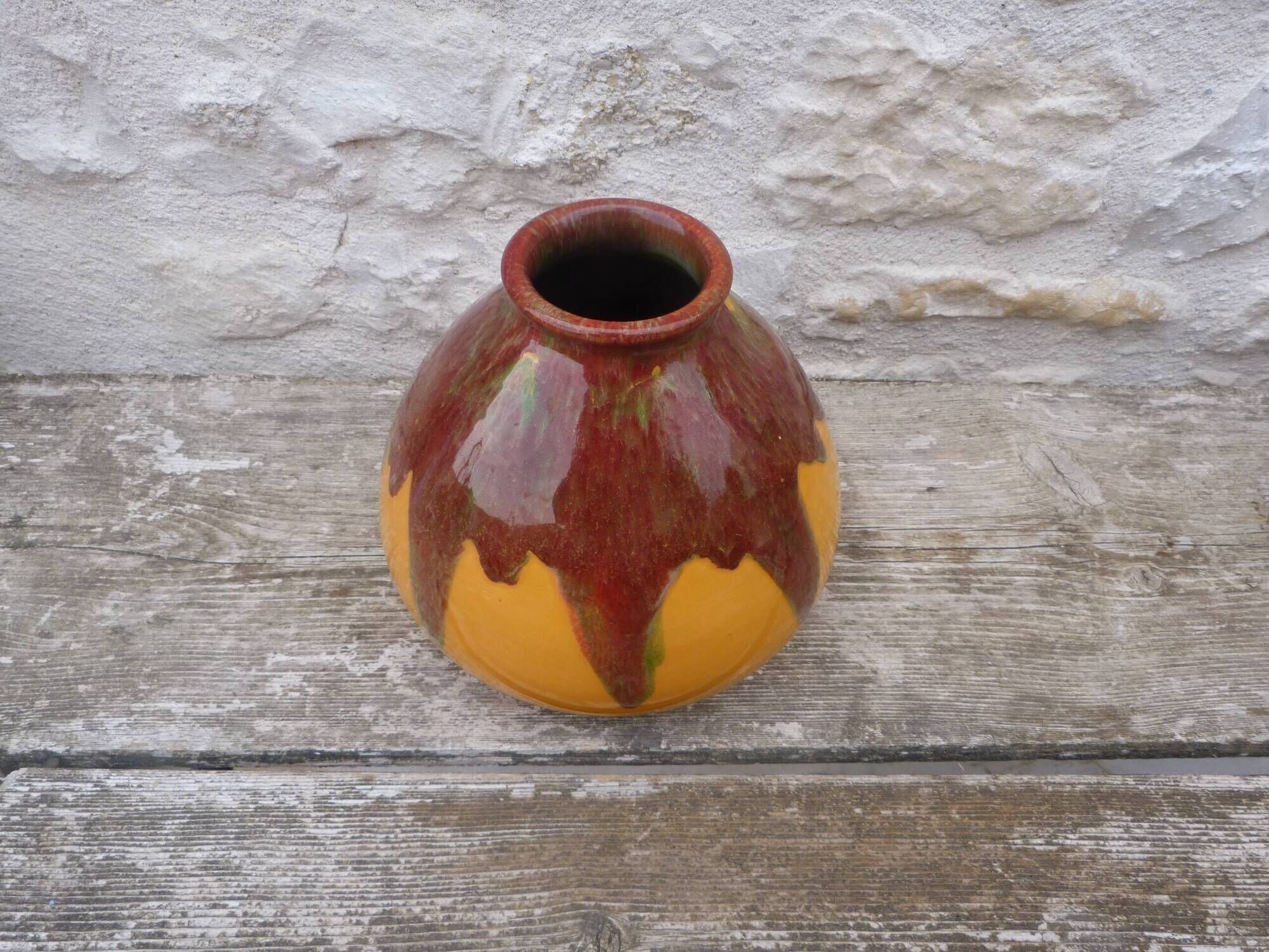 Vase vintage céramique Grés Flammé moderniste Vallauris