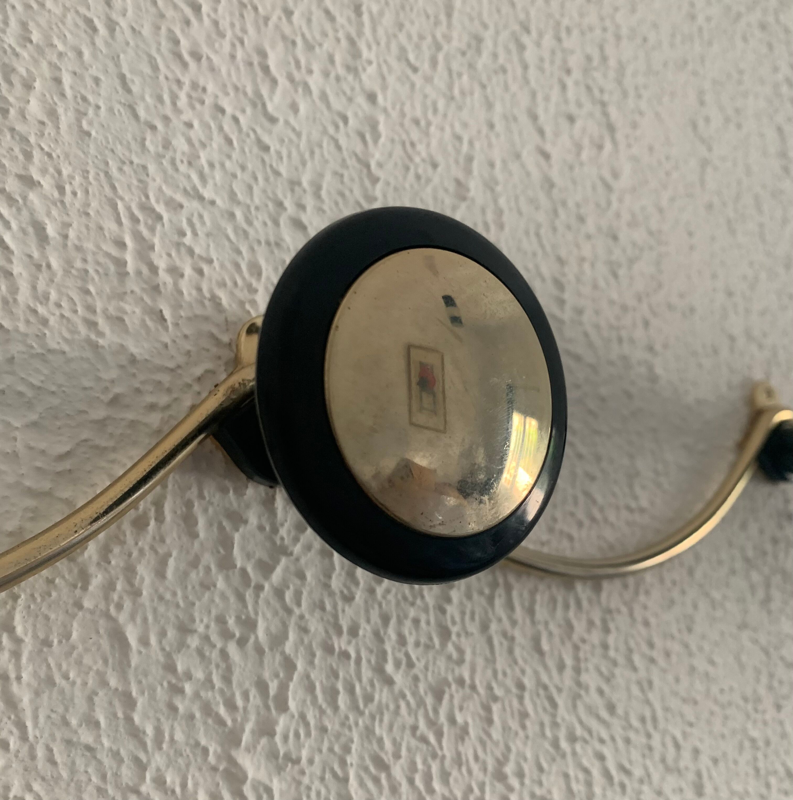 Portemanteau vintage doré noir 3 patères, 1960