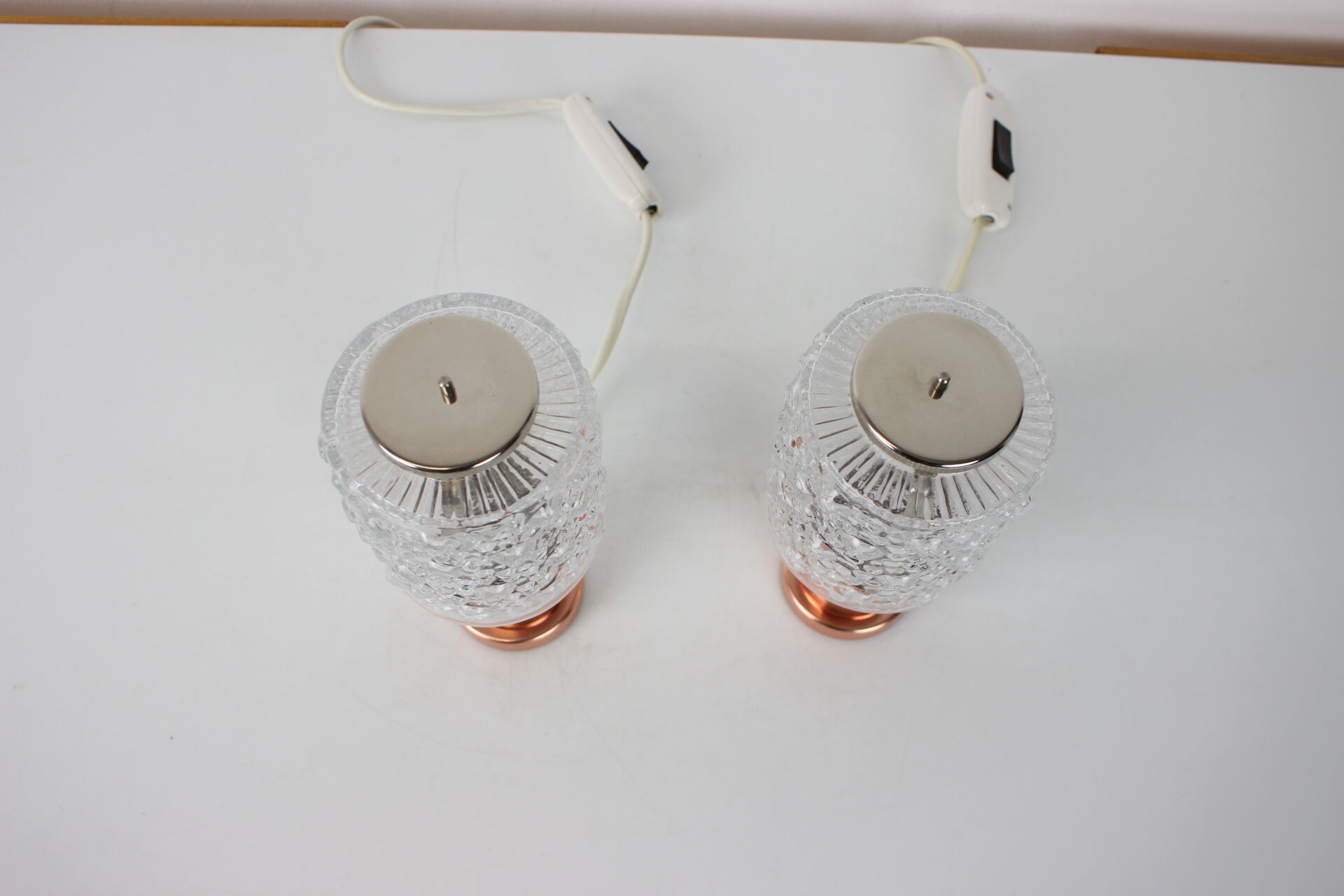 1970s Pair of Copper Table Lamps by Kamenický Šenov, Czechoslovakia