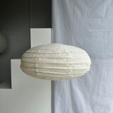 Suspension in rattan and natural japanese linen lantern shape h70 d50