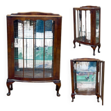 1950s English walnut display cabinet
