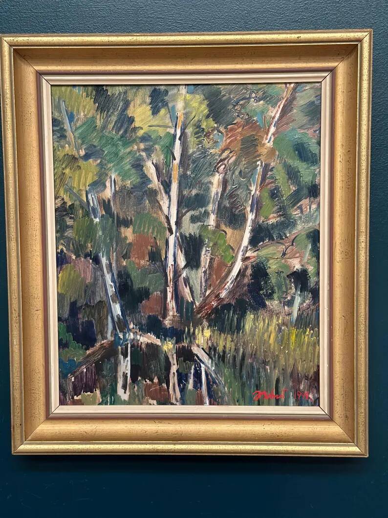 Original Swedish Oil on Panel – “Forest” by Arvid Herbert