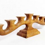 Anthroposophical oak candle holder 1950