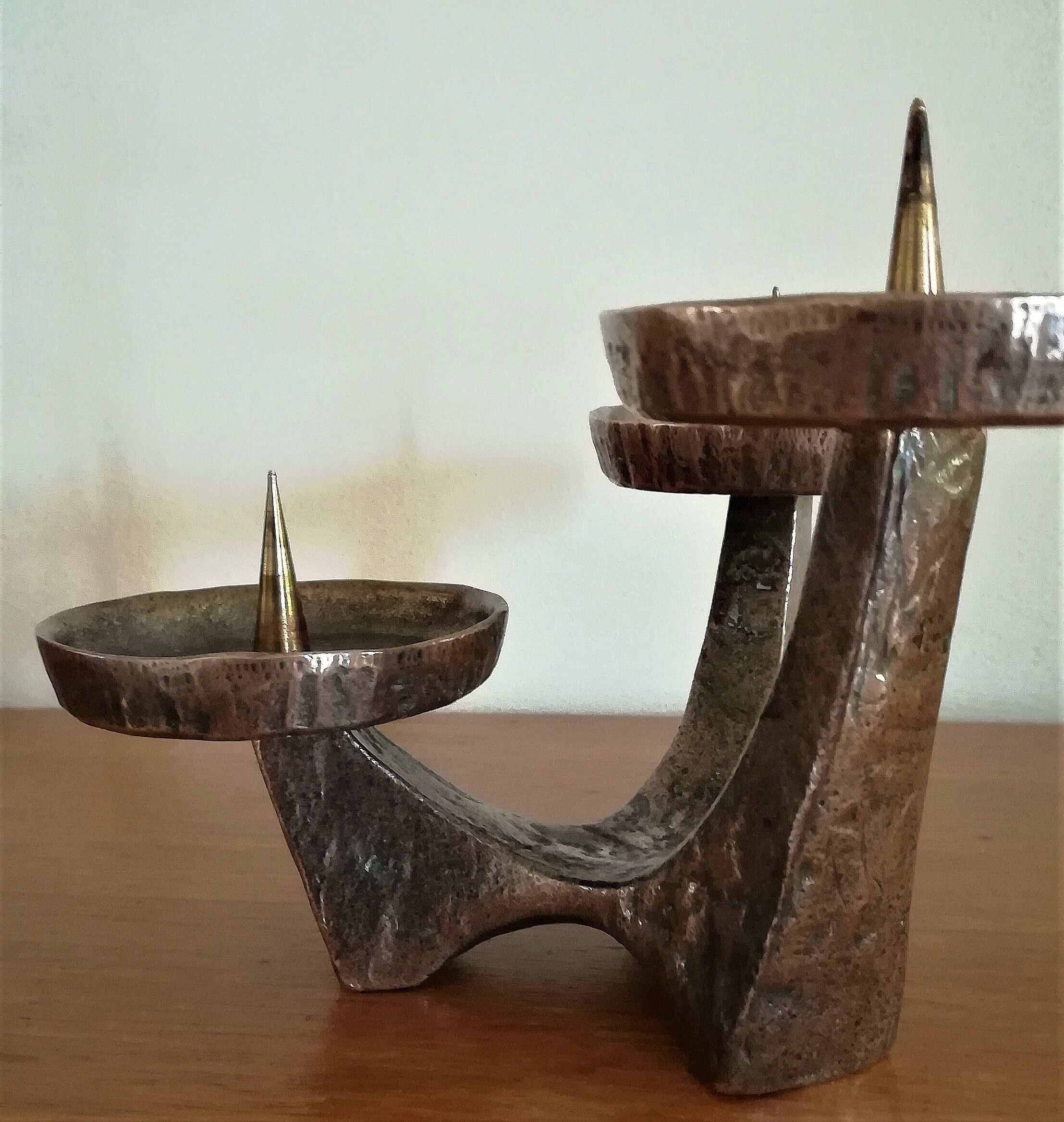 Vintage patinated bronze bougeoir 60/70v