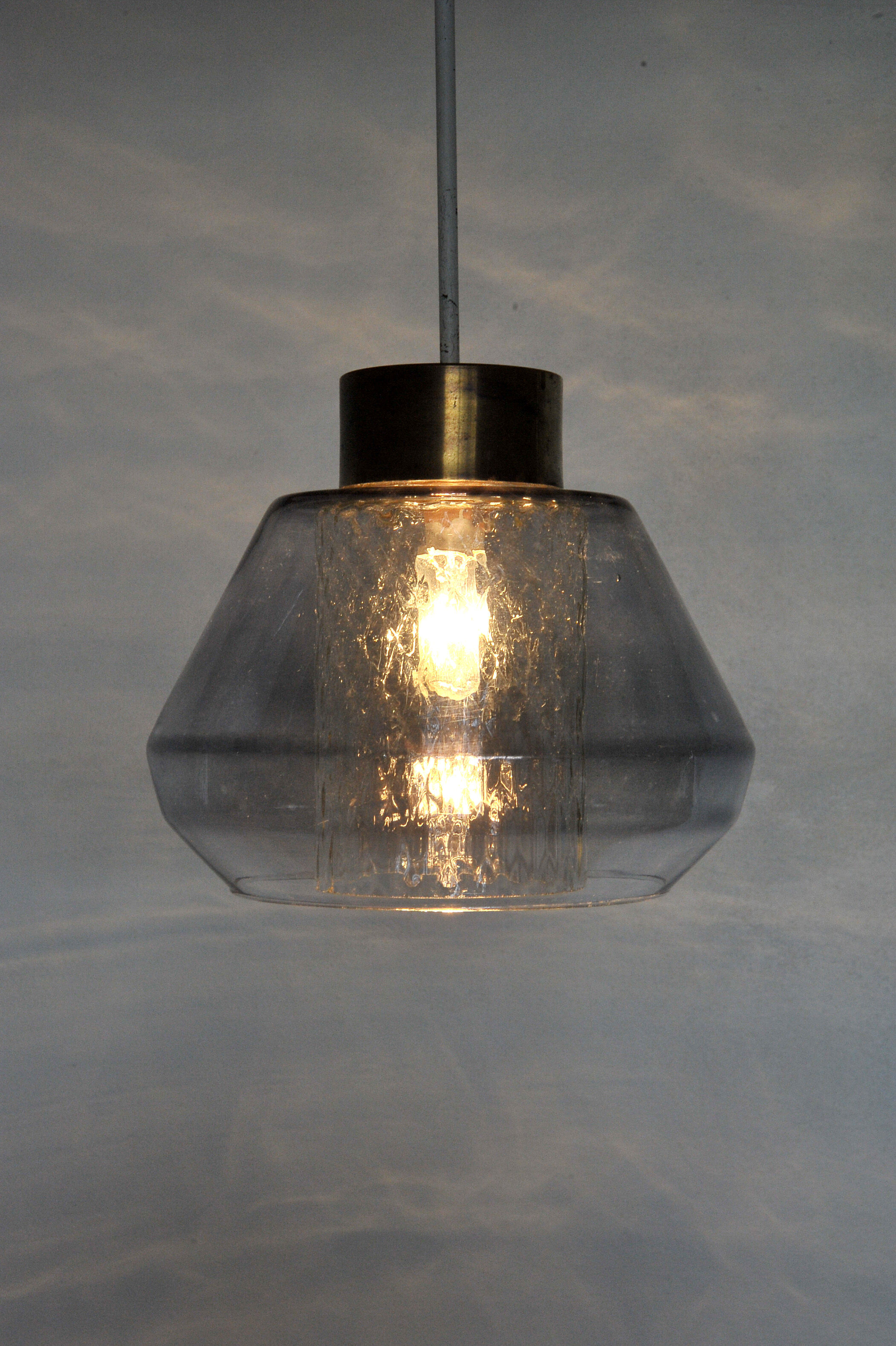 Tinted and brass glass suspension - 1960s